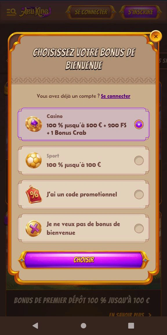 Bonus de bienvenue exclusif pour les joueurs de casino chez Abuking
