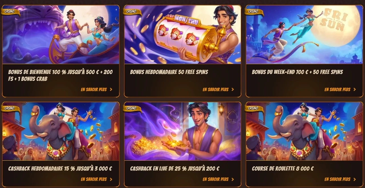 Offres de bonus régulières & promotions chez Abuking casino
